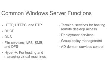 Các chức năng phổ biến của Windows Server