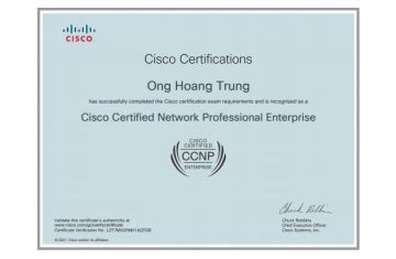 VnPro chúc mừng anh Ong Hoàng Trung đã thi đậu chứng chỉ CCNP Encor và hoàn thành chứng chỉ CCNP Enterprise quốc tế.