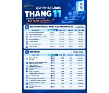 LỊCH KHAI GIẢNG THÁNG 11/2026 -  NÂNG CẤP CHUYÊN MÔN IT, MỞ RỘNG TƯƠNG LAI CÙNG VnPro