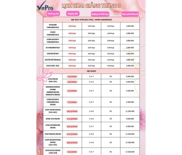 LỊCH KHAI GIẢNG THÁNG 3 - 2026