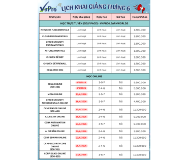  LỊCH KHAI GIẢNG THÁNG 6/2026 : THÁNG 6 RỰA LỬA - MỞ CỬA TƯƠNG LAI !!