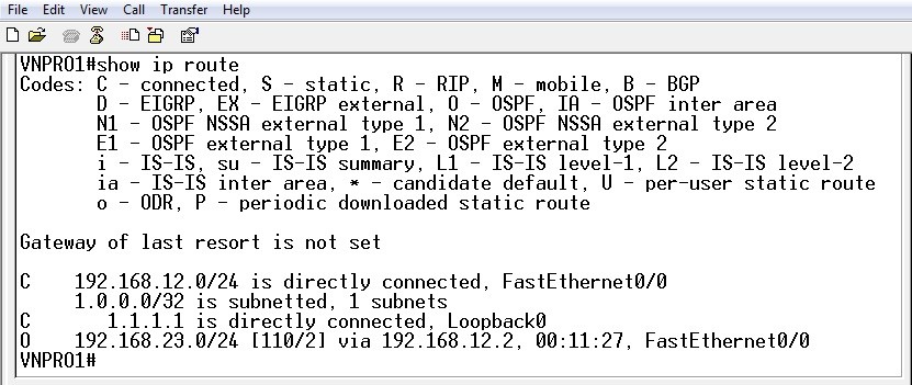 Bảng định tuyến IPv4 trên VNPRO1