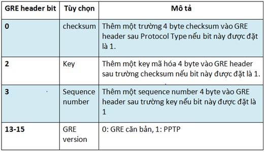 Bảng 4.1 GRE header