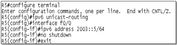 Gan dia chi IPv6 tren cong f00 cua router R5