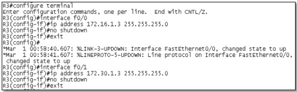 Hinh 4.10 Dat dia chi IP cho cac cong f00, f01 cua Router R3