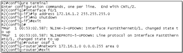 Hinh 4.9 Gan dia chi IPv4 tren cong f01 cua R2 va dinh tuyen OSPF