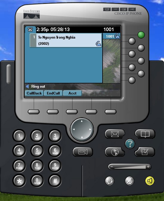 IP Phone bắt đầu thực hiện cuộc gọi đến IP Phone đầu bên kia với số là 2002