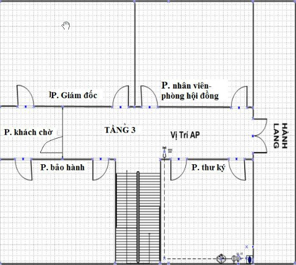 Sơ đồ thiết kế tầng 3 của toà nhà