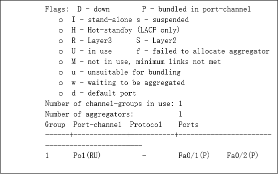 show etherchannel summary