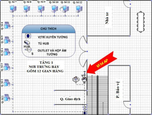 Sơ đồ thiết kế tầng 1, 2 của toà nhà